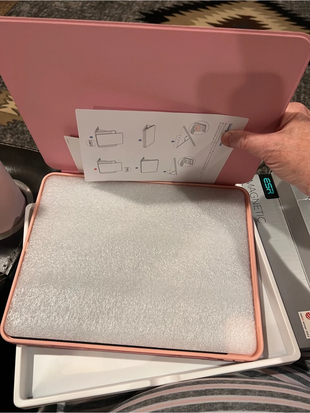 Universal Pink Tablet Folio Case with Tri-Fold magnetic Stand